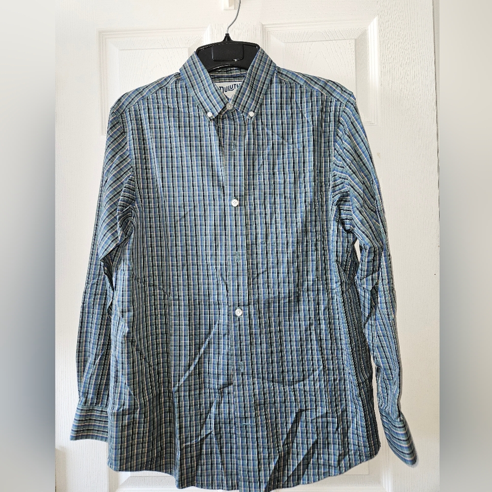 Duluth Trading green & blk plaid relaxed fit Size Sm